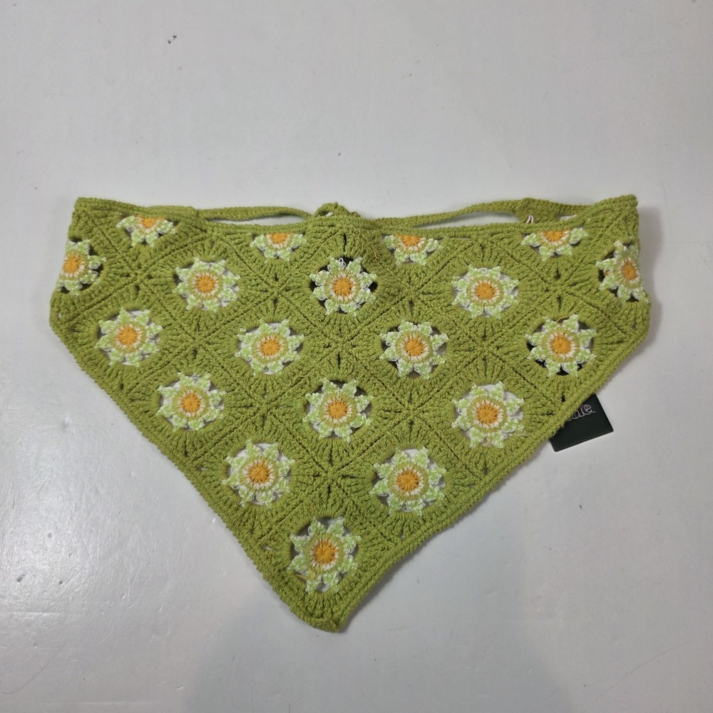 Wild Fable Women's Headwrap crochet granny square green tie osfa